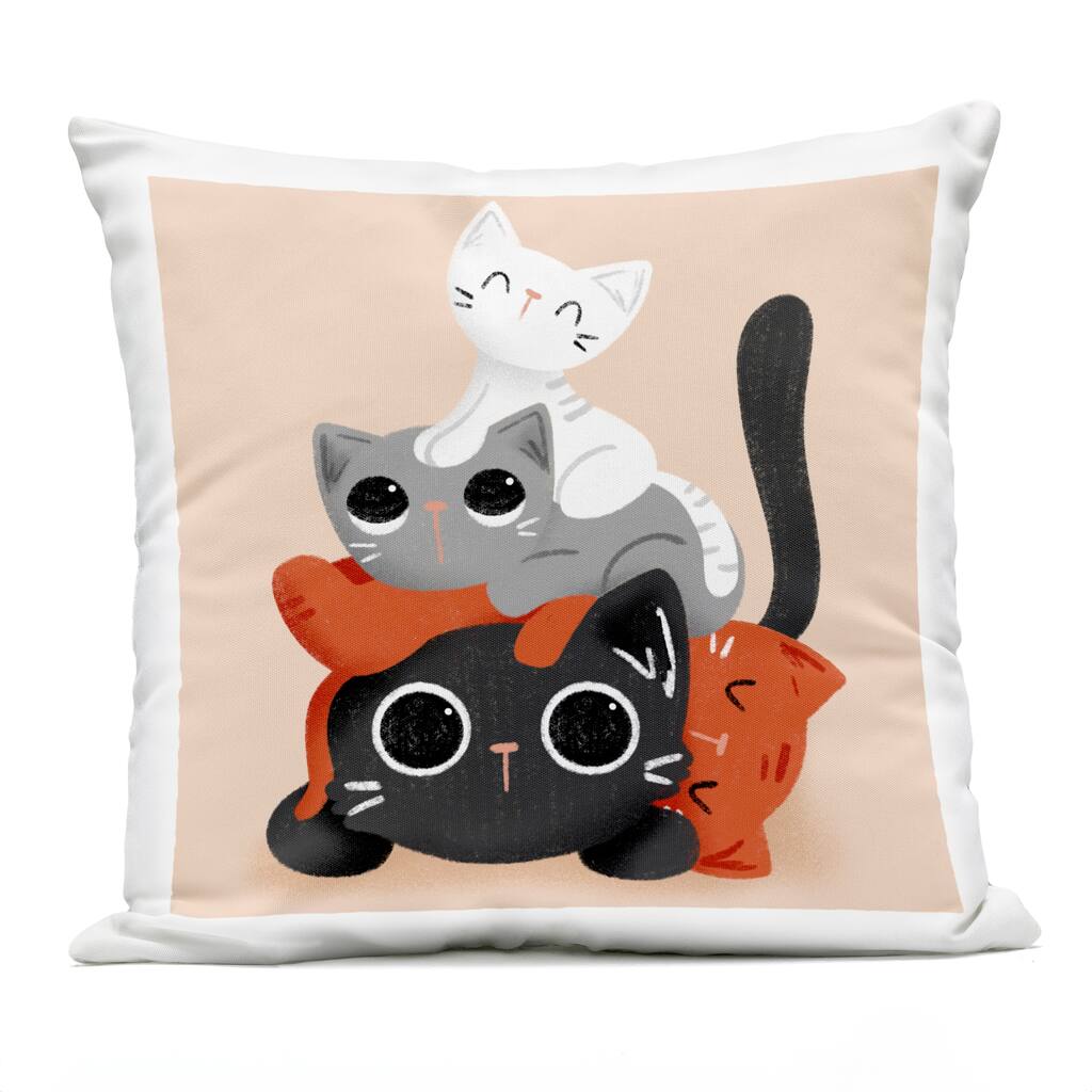 Stupell Stacked Cats Pile Printed Outdoor Throw Pillow Design by Sarah Hickman