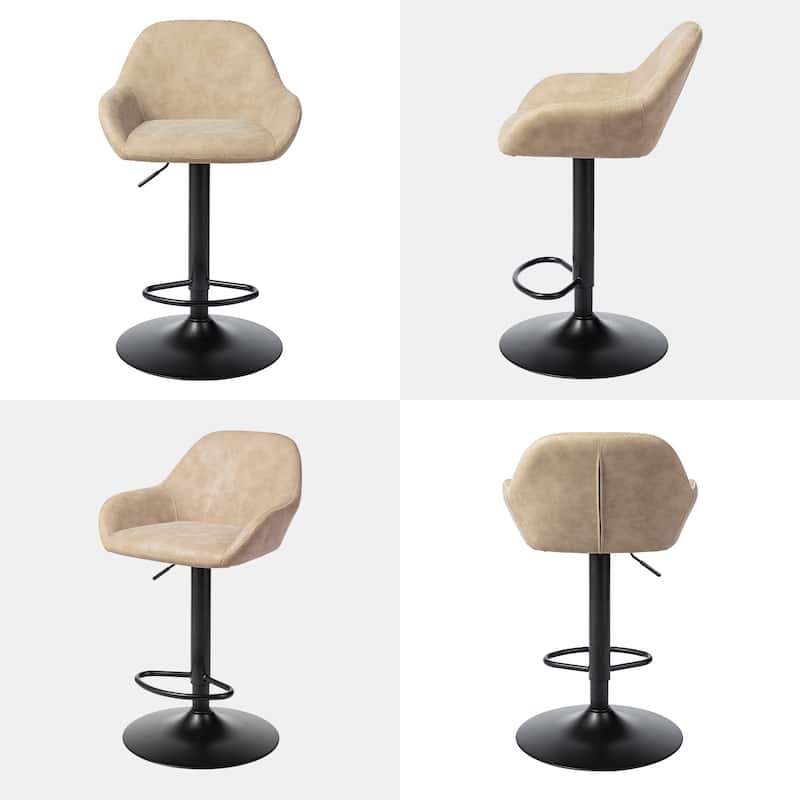 Glitzhome Mid-Century Height Adjustable Faux Leather Swivel Counter Bar Stools