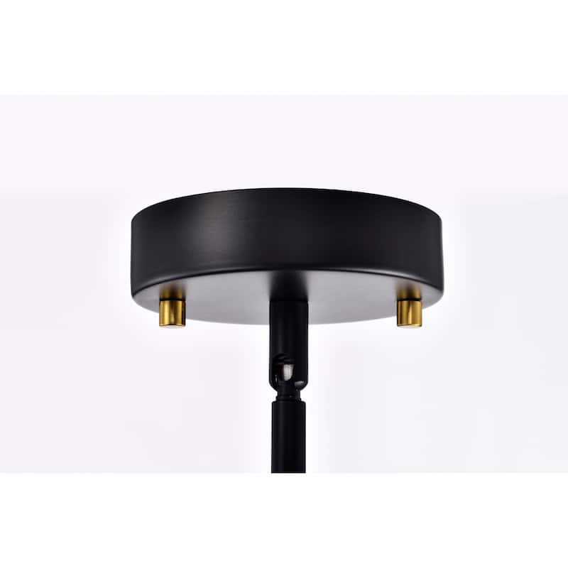 Snowgaze 12 Inch Modern and Farmhouse Style Ceiling Lighted Chandelier Matte Black and Brass Polished Finish 9-Light - N/A