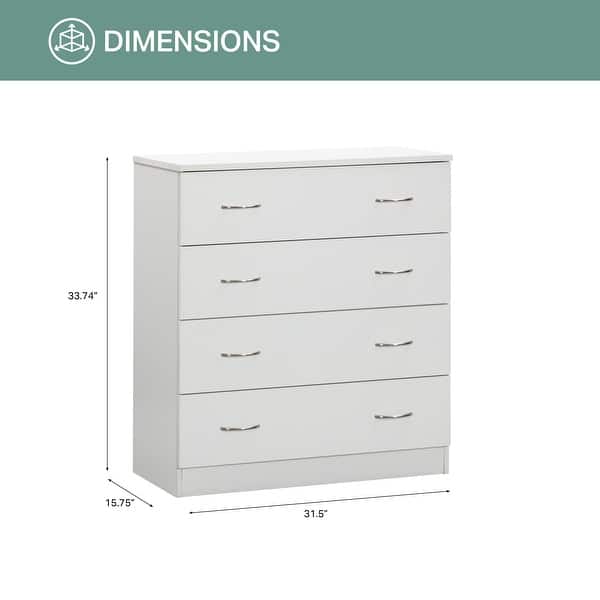 OS Home and Office Furniture Model 6003 Four Drawer Chest in White