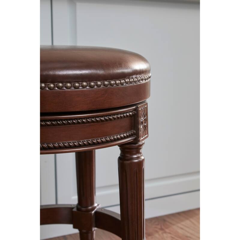 NewRidge Home Chapman Counter Height Swivel Stool, Distressed Walnut Finish - Counter Height