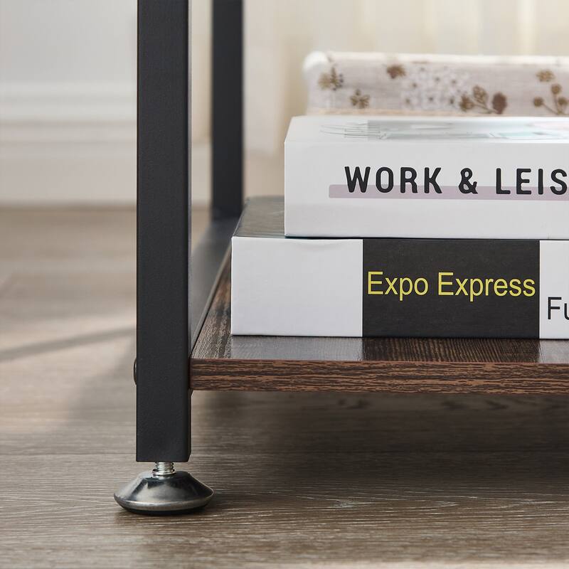 VECELO 3-Tier Open Shelf End Table Narrow Space-Saving Design End Table with USB Charging Station Side Table for Living Room