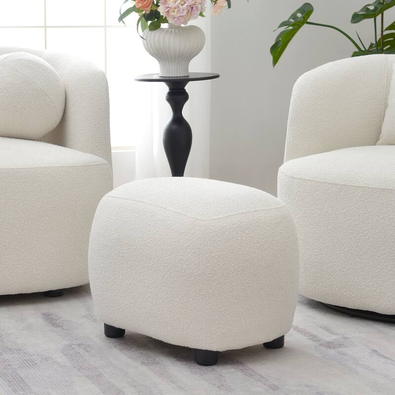 KINWELL 23" W Boucle Upholstered Footstool Ottoman Sofa Chair Footrest