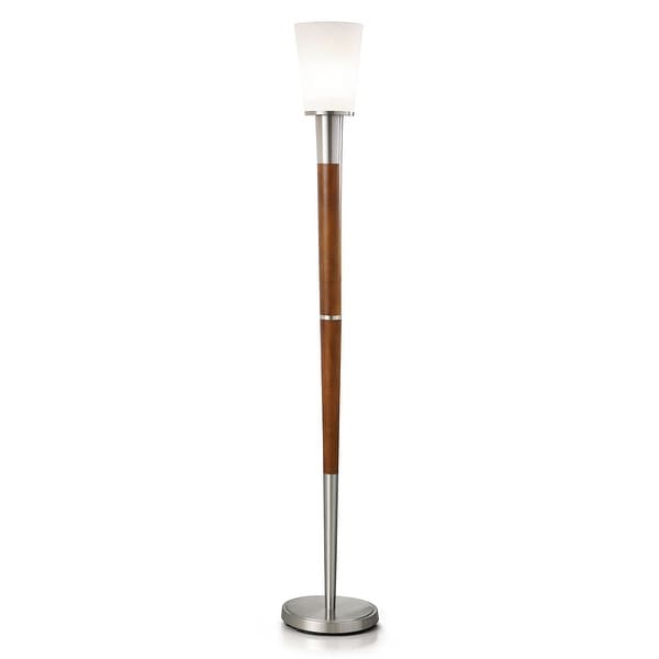 Manhattan Walnut Finish Wood/Glass Shade 72.5-inch H Torchier