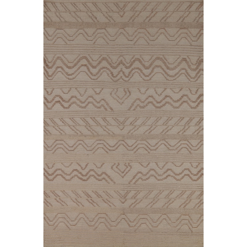 Moroccan Area Rug Hand-Knotted Oriental Wool Carpet - 4'10" x 7'9"