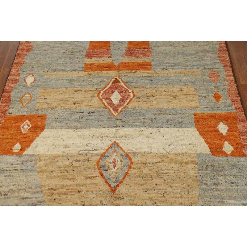Tribal Moroccan Area Rug Handmade Multi-Color Wool Carpet - 6'0" x 7'9"