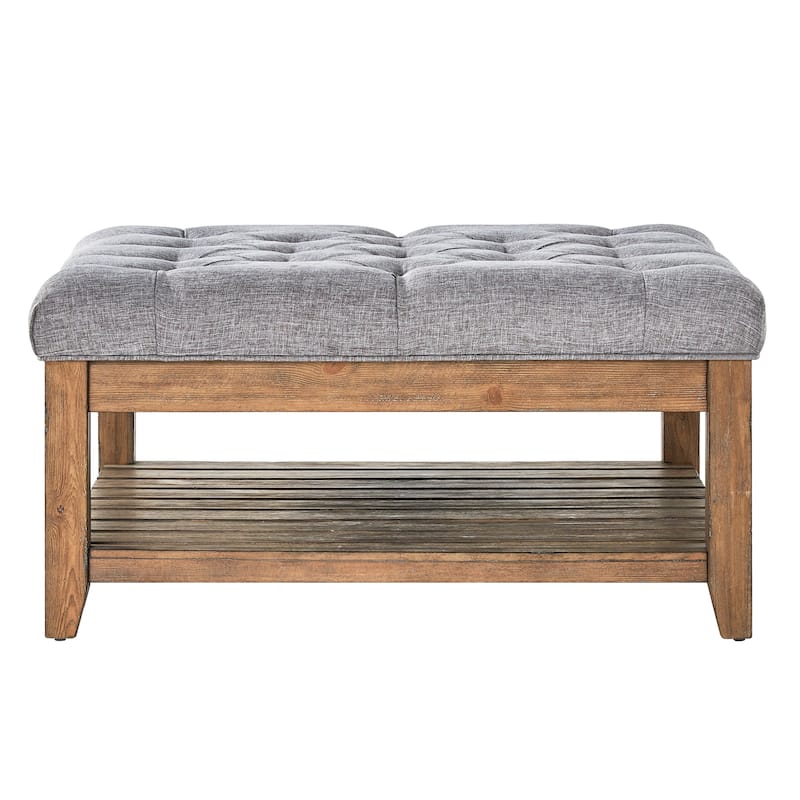 Lennon Pine Planked Ottoman Coffee Table by iNSPIRE Q Artisan