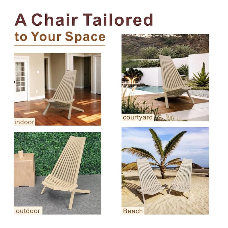 Acacia Wood Folding Chair with Long Back