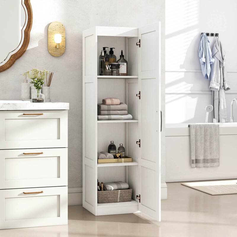 Costway 4-Tier Storage Cabinet with Door Freestanding Bathroom Cabinet - See Details