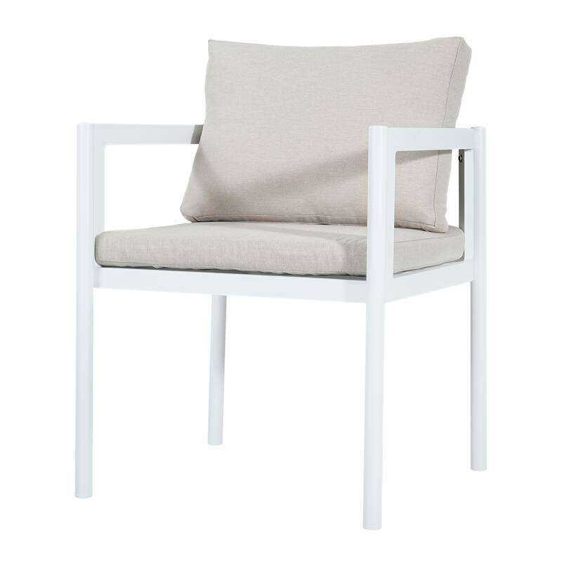 Christopher Knight Home - Outdoor Aluminum Dining Chair Set with Modern Grey Cushions