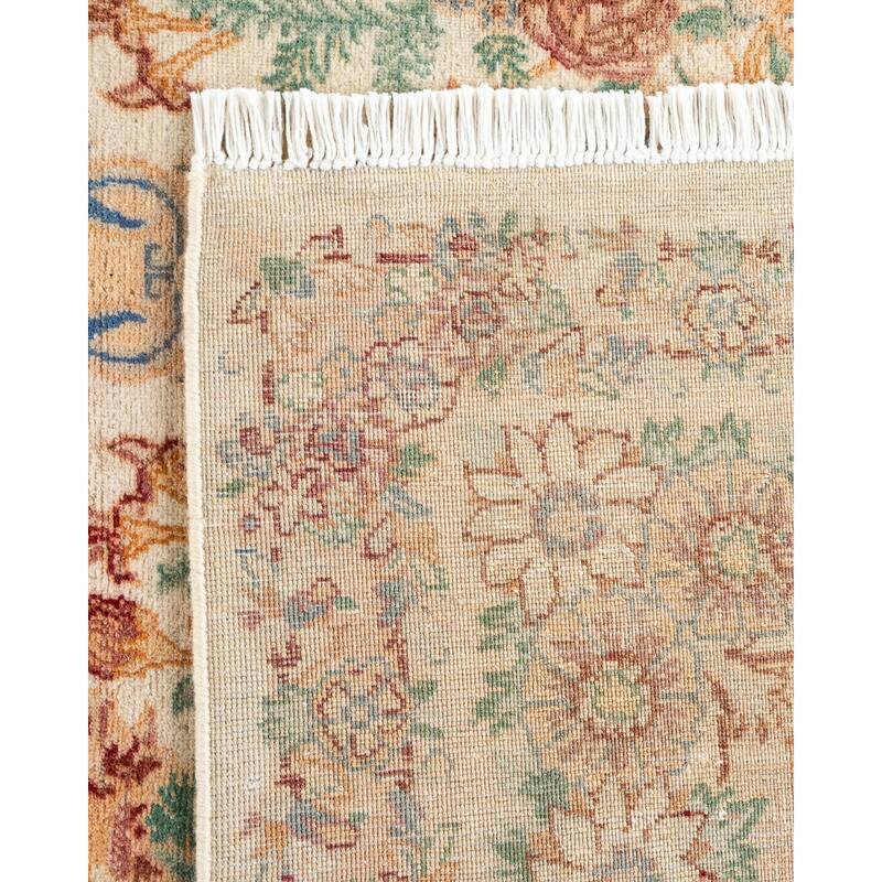 Overton Hand Knotted Wool Vintage Inspired Traditional Mogul Beige Area Rug - 6' 2" x 9' 2"
