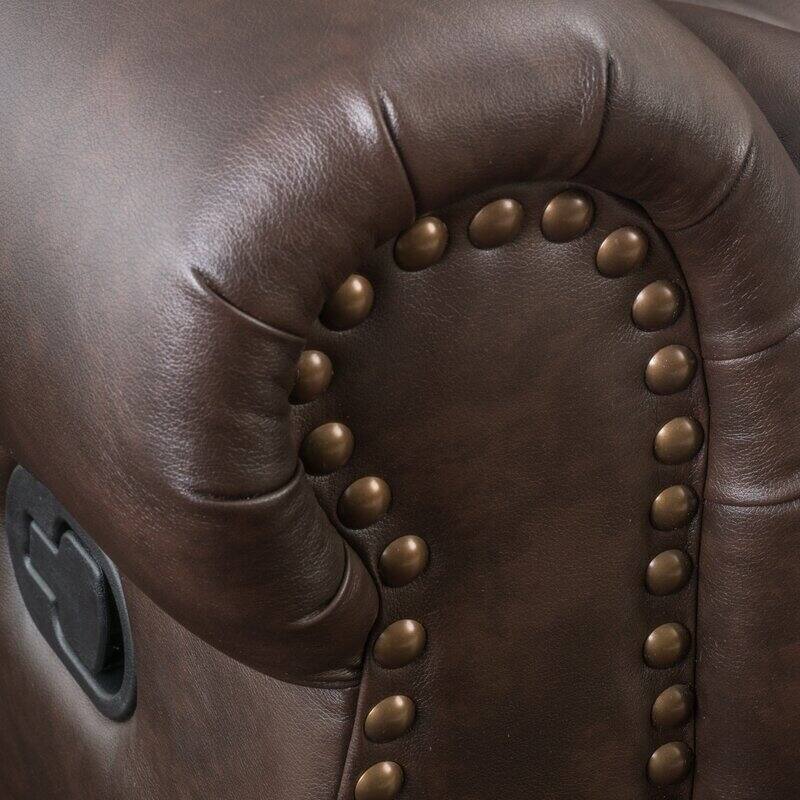 43.25" Oversized Rocker Recliner Chair, Manual Reclining Rocking Chair Overstuffed Armrest Faux Leather Recliner for Living Room