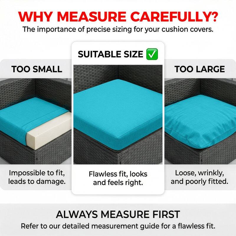 FINCATI 27" × 27" Sectional Cushion Slipcover, Outdoor Cushion Replacement Cover, Patio Seat Cover 27 Inches (COVER ONLY!)