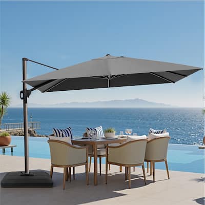 VredHom 9 x 12 FT Outdoor Patio Cantilever-Offset Umbrella with 4-piece Fillable Weighted Base