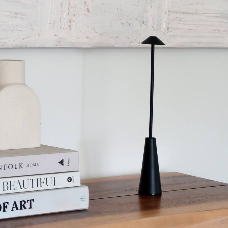 Brightech Enoki LED Classic Matte Black Modern Industrial Empire Dimmable Bedside Nightstand Desk Lamp