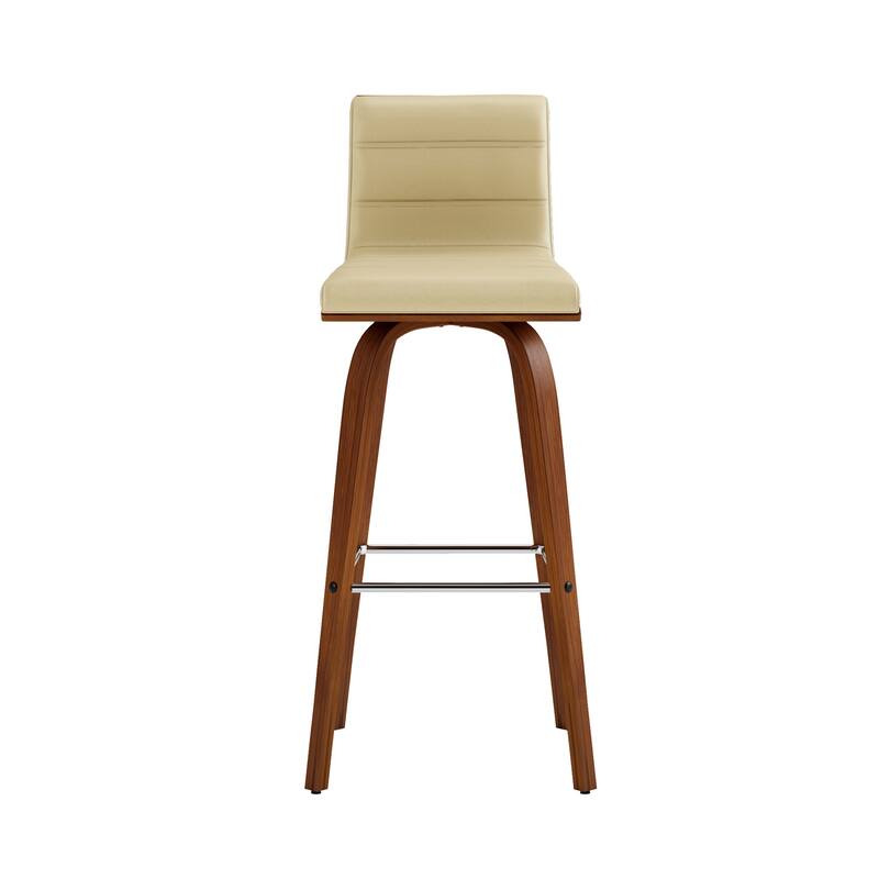 Skara Swivel Bar Stool, Upholstered Bar Height Chair with Bentwood Frame