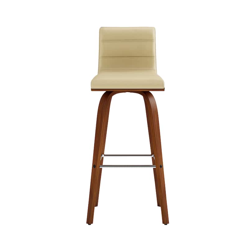 Skara Swivel Bar Stool, Upholstered Bar Height Chair with Bentwood Frame