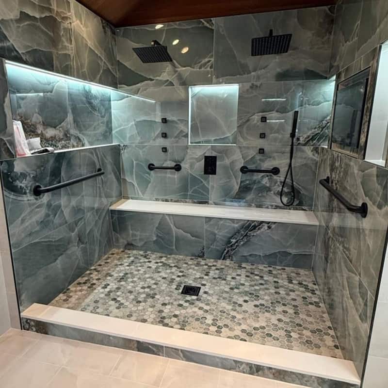Riptide 24x48 Glossy Porcelain Tile - Floor & Wall - Large Format - Green - 4 x 4 Sample
