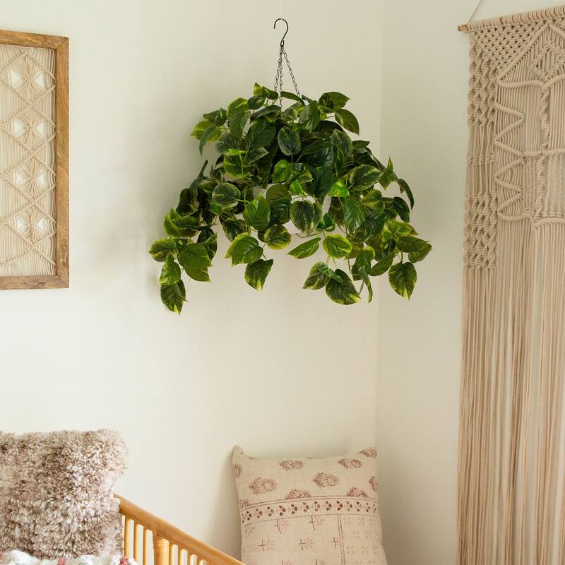 Pre-Lit Pothos Artificial Plant - 24" - Warm White LED Lights