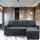 preview thumbnail 1 of 71, Reversible Sectional Sleeper Sofa with Storage Chaise & Pull-Out Bed Dark Gray,Velvet