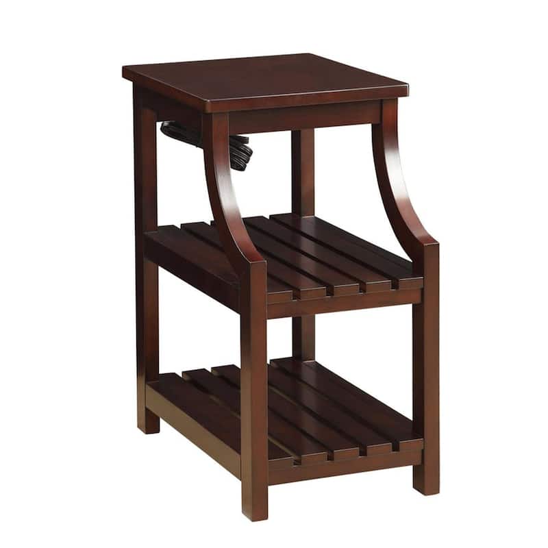 Modish Side Table (USB), Espresso - 24 H x 20 W x 13 L Inches - Brown