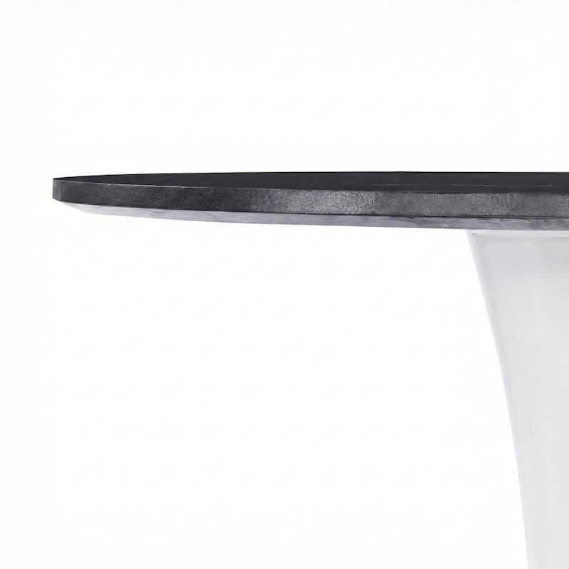 Bristol 35" Round Dining Table with Modern Glass, MDF or Sintered Stone - Sturdy Steel Pedestal Base for Kitchen, Dining, Cafe