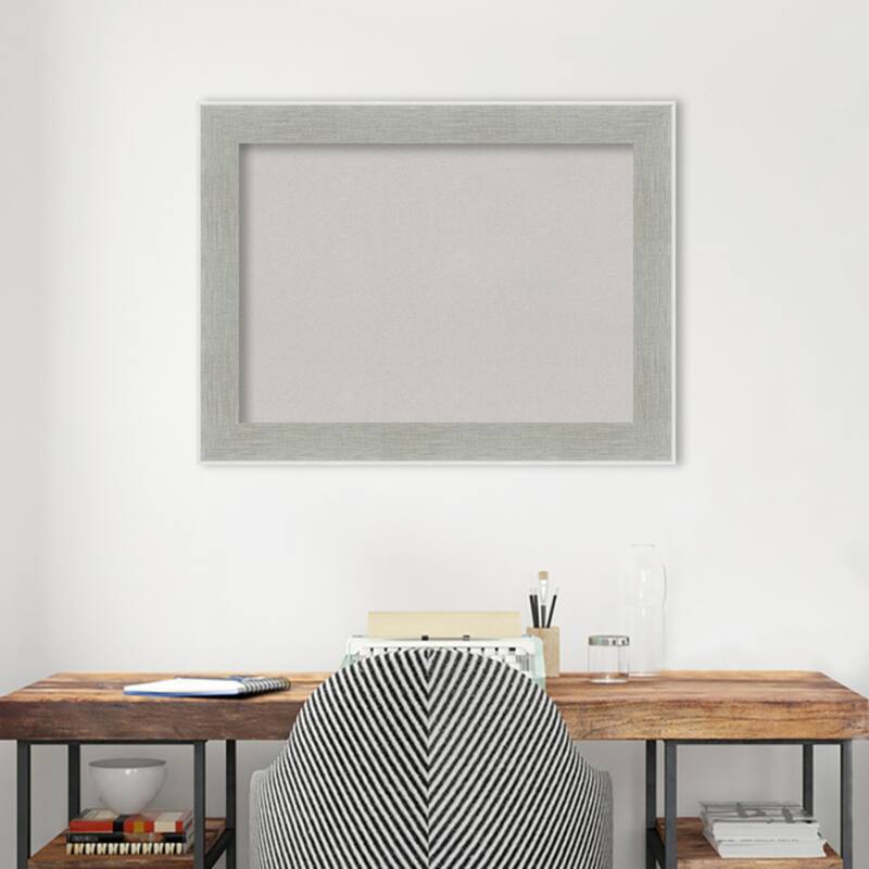 Glam Linen Grey Framed Grey Corkboard Bulletin Board