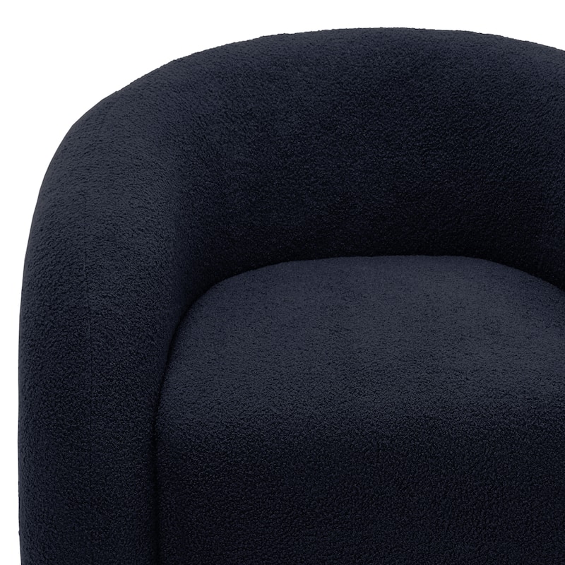 Boucle Swivel Accent Chair Round Barrel Armchair Set of 2