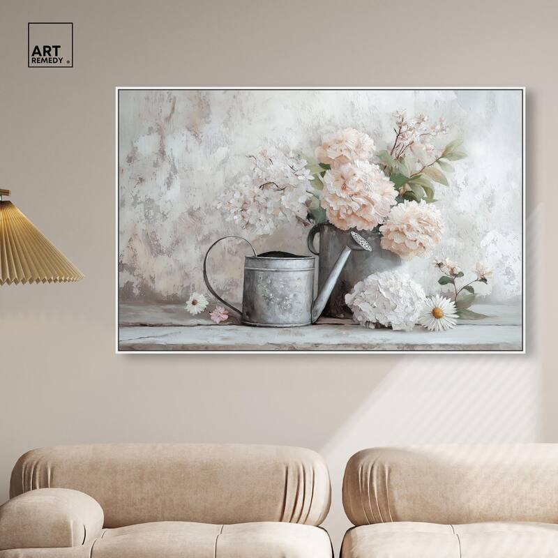 Can and White Blooms Canvas by Art Remedy
