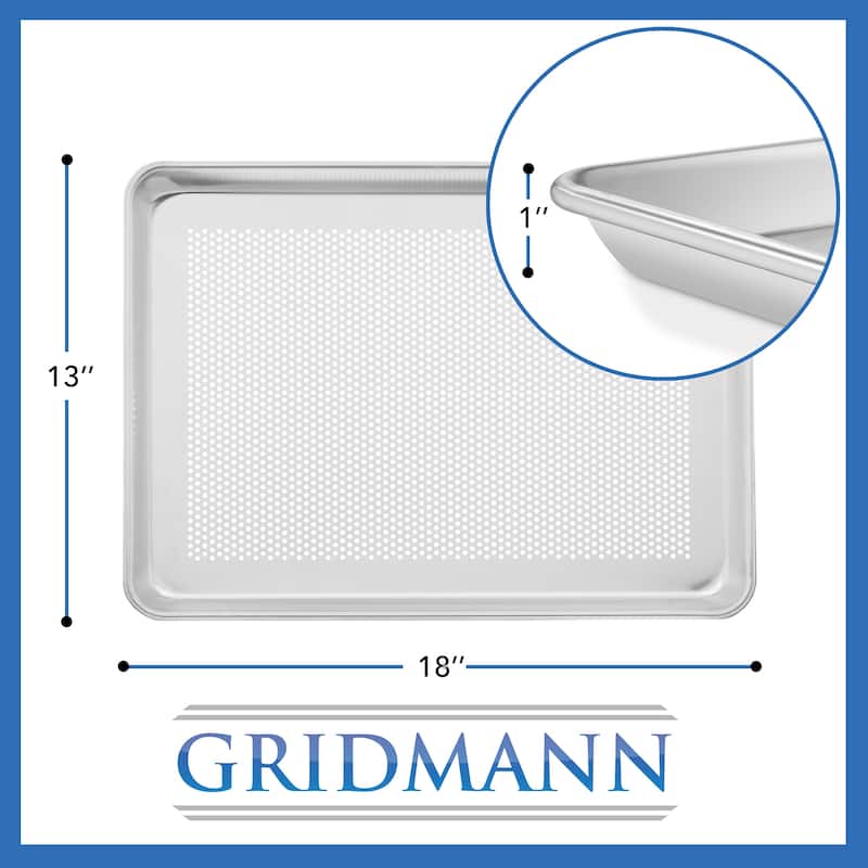 6 Commercial Grade Aluminum Cookie Sheet Pans - 13 x 18 - Perforated