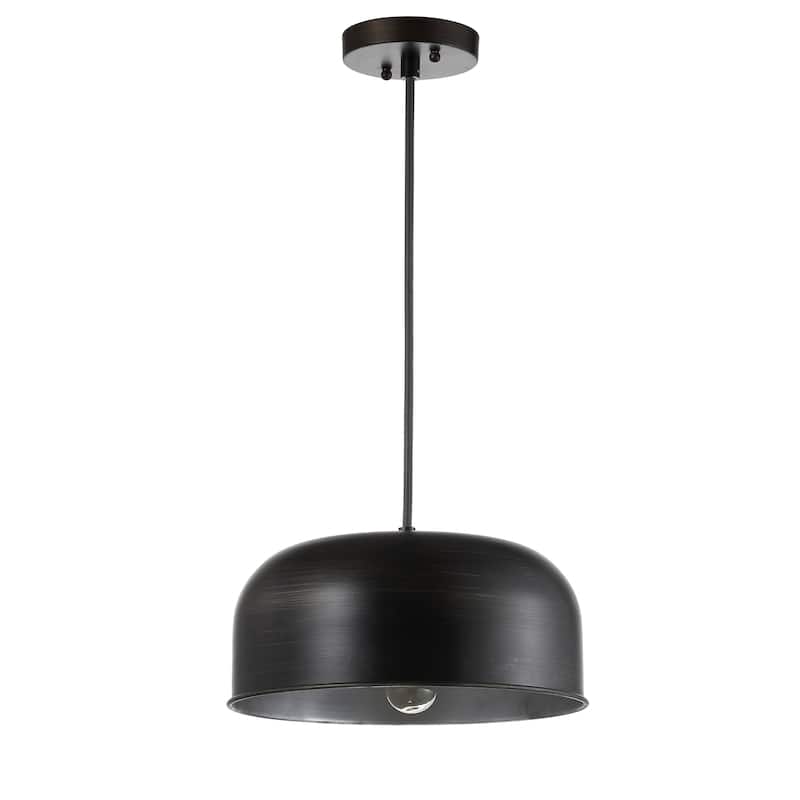 SAFAVIEH Lighting Vildan Adjustable 1-Light Led Grey Pendant - 12.1"x12.1"x7.5--79.5" - Painted Grey - 12Wx12Dx80H