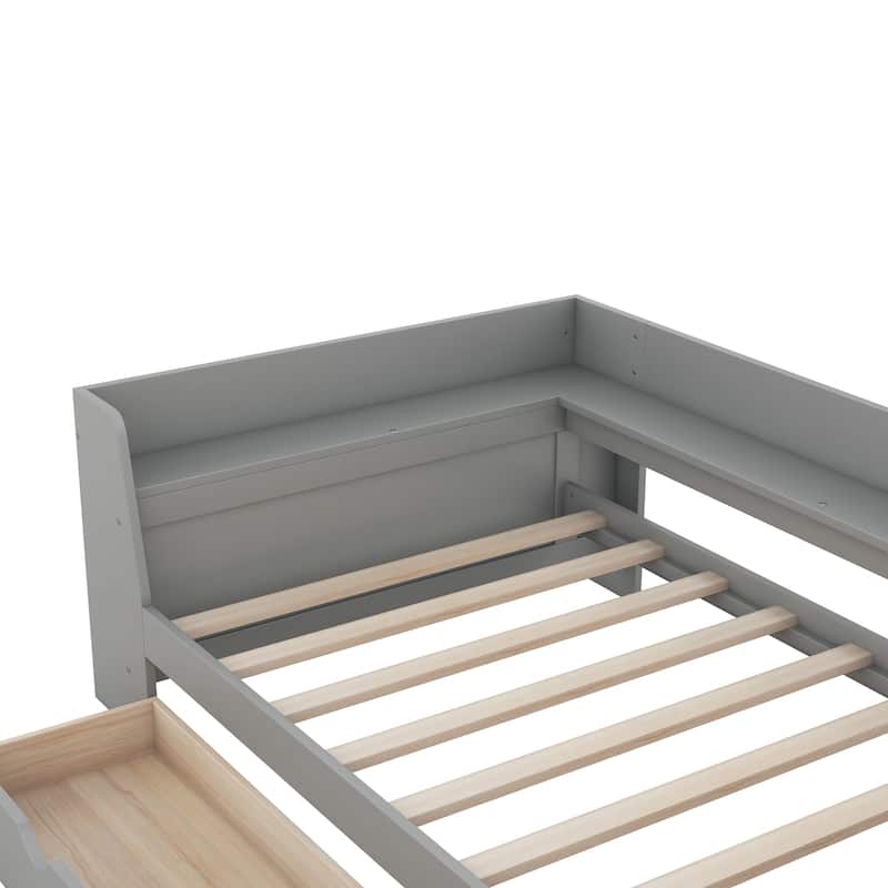 Twin Size Daybed With Shelves, Drawers And Built-In Charging Station