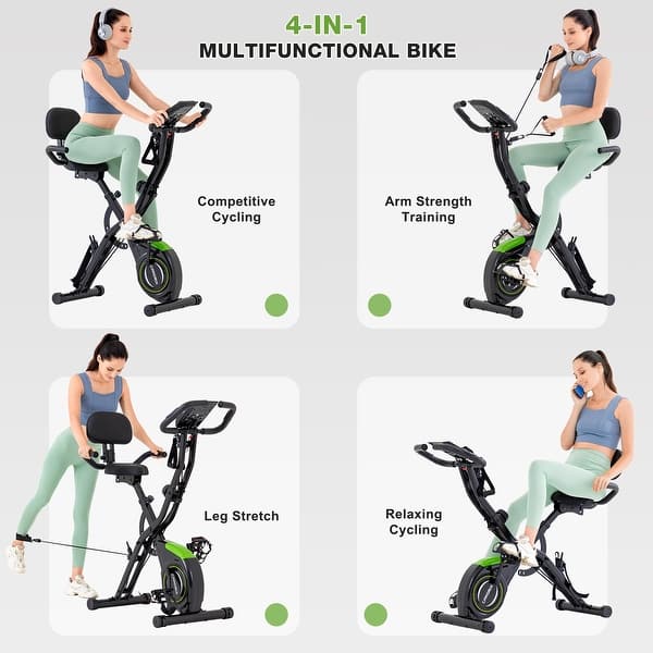 Folding Exercise Bike For Home - 10-Level Resistance, 330LB Capacity