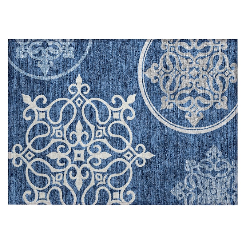 Machine Washable Indoor/ Outdoor Chantille Bold Medallion Rug