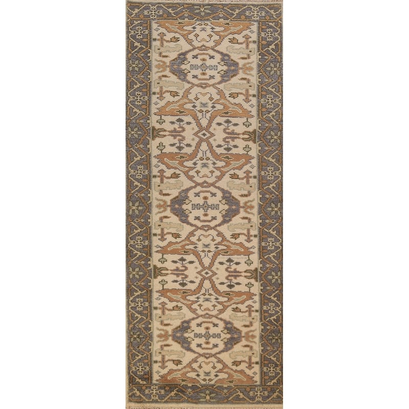 Oushak Indian Runner Rug Handmade Wool Carpet - 2'7"x 7'7"