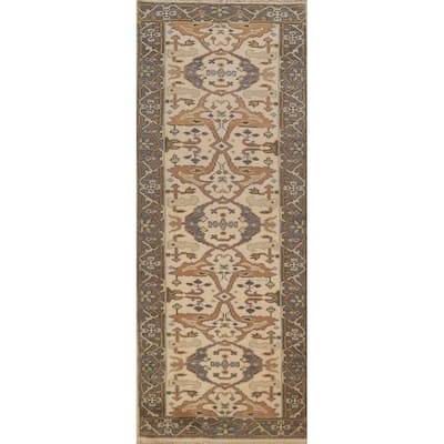 Oushak Indian Runner Rug Handmade Wool Carpet - 2'7"x 7'7"