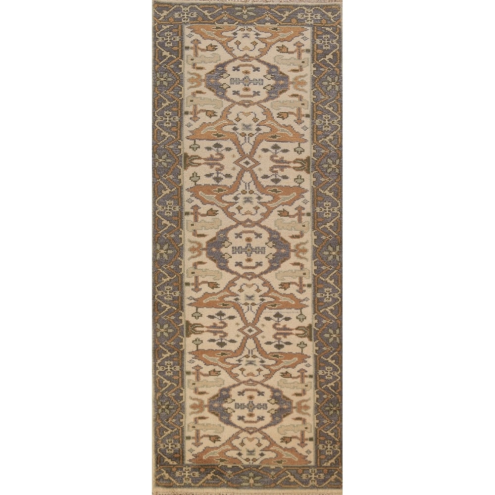 Oushak Indian Runner Rug Handmade Wool Carpet - 2'7"x 7'7"