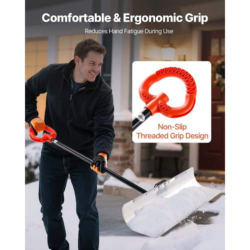 Plastic Snow Shovel with Widened Blade and Textured Anti-Slip Handle for Easy Snow Removal