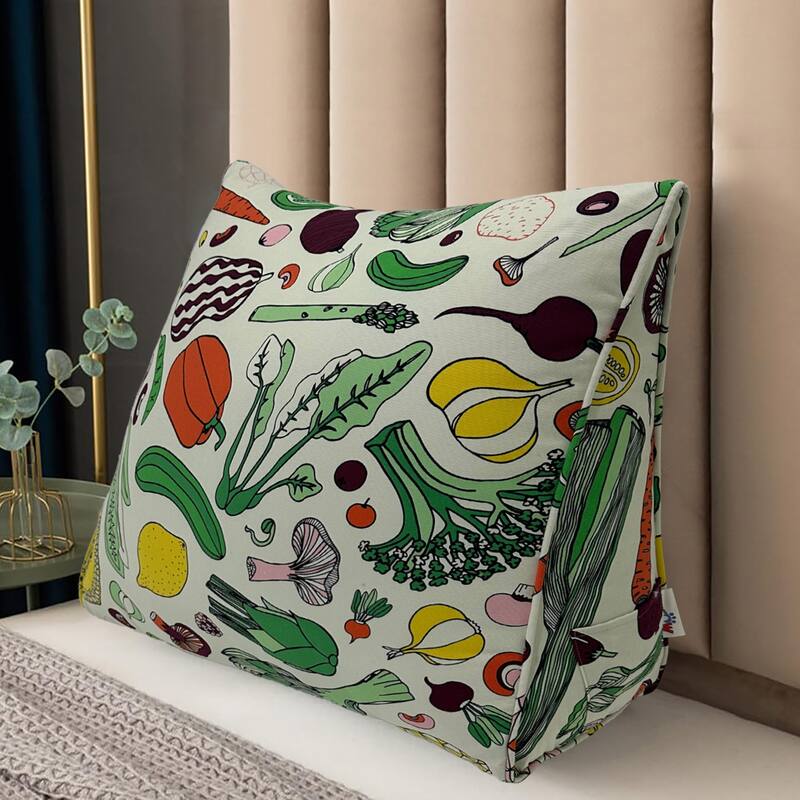 Bed Rest Reading Wedge Pillow Sofa Back Support Lounge Cushion Adult - Ivory Veggie