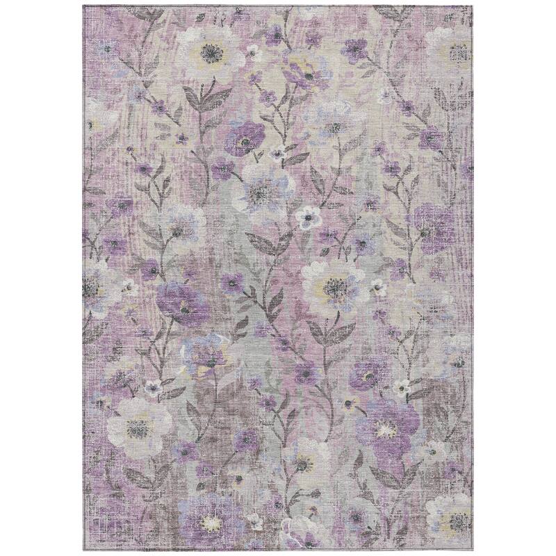 Machine Washable Indoor/ Outdoor Floral Joy Chantille Rug