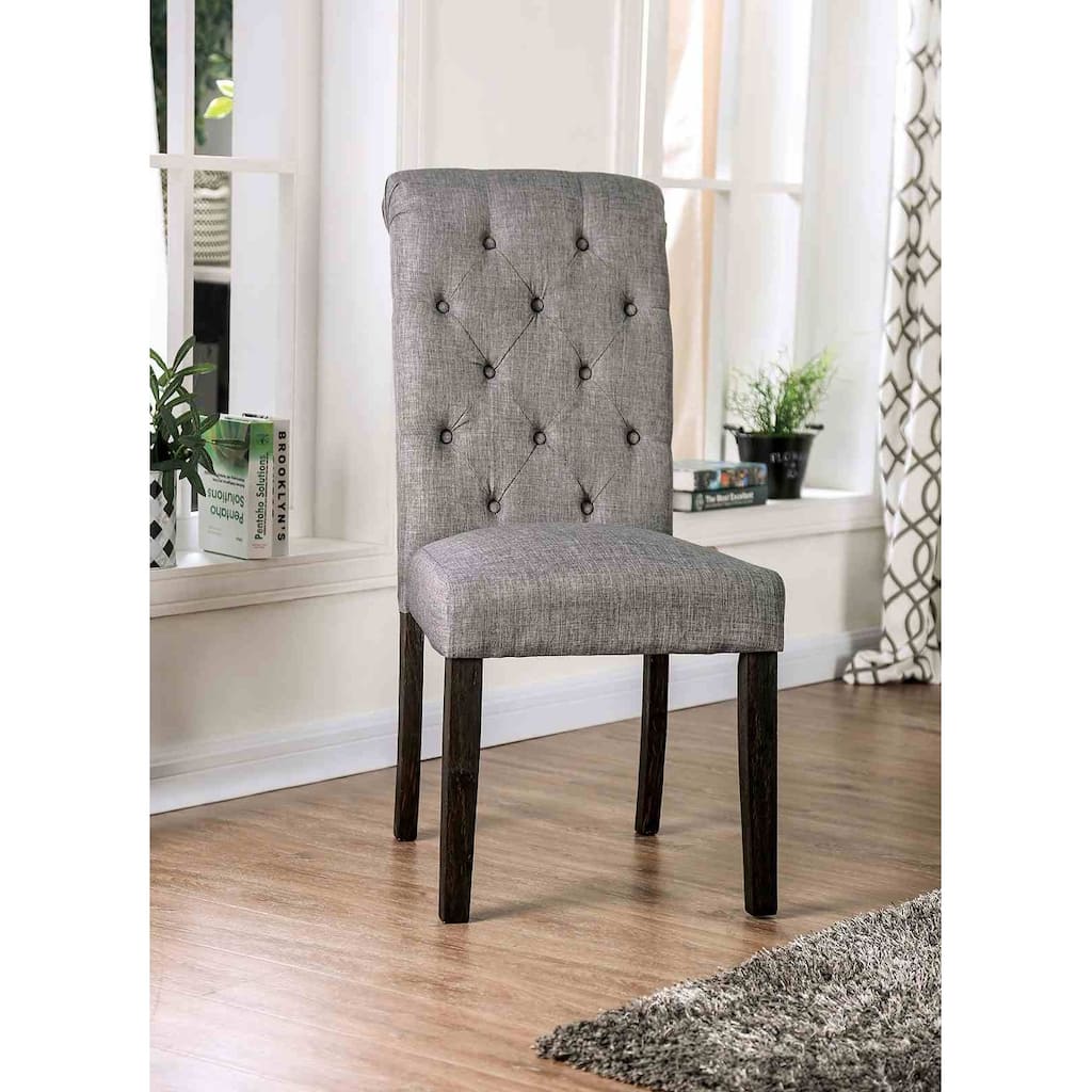 Light Gray Finish Modern Side Chairs Set Tufted