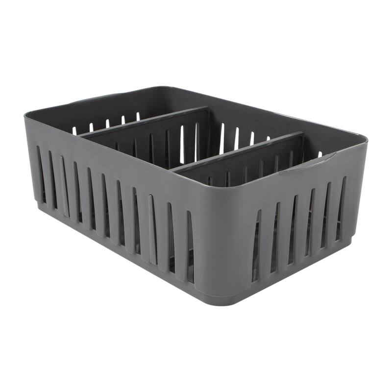 Simplify 2 Pack Stackable Organizer Bin with Adjustable Dividers in Grey