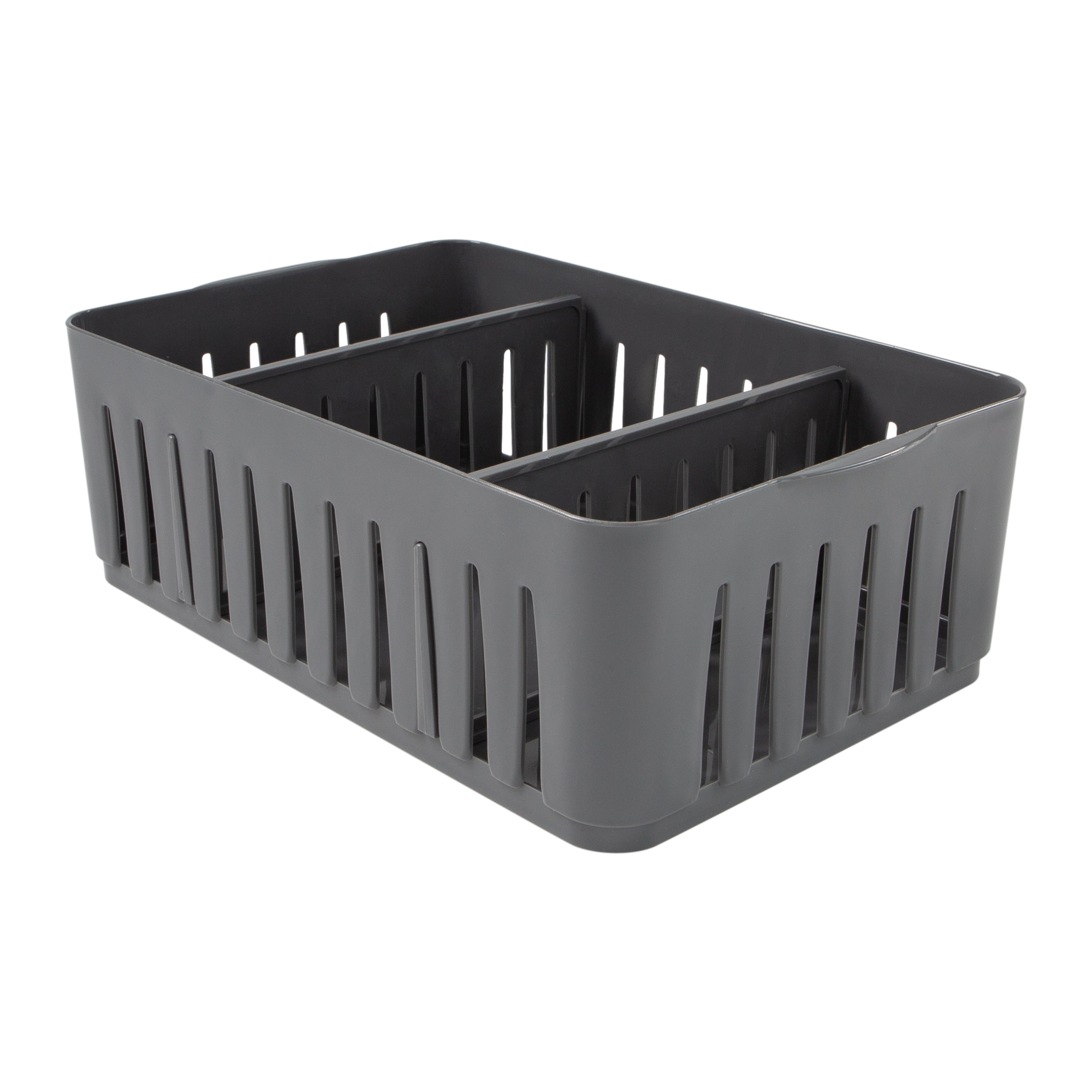 Simplify 4 Pack Stackable Organizer Bin with Adjustable Dividers in Grey