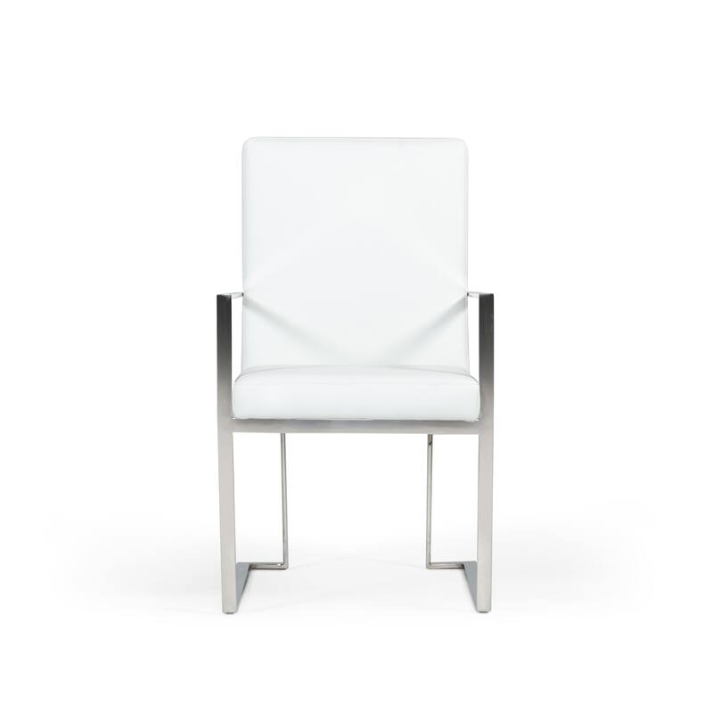 Modrest Fowler Modern White Eco-Leather Dining Armchair