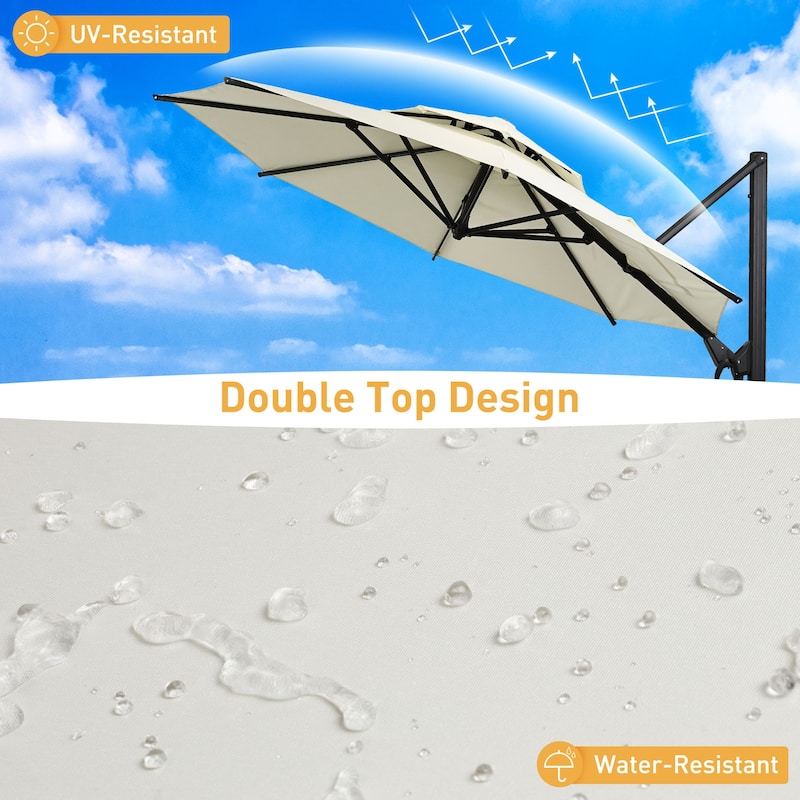Autlaycil 10FT Cantilever Patio Umbrella with Base Included 360 Rotation Large Offset Hanging Outdoor Shade