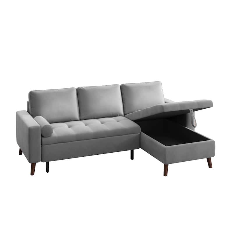 88" Modern L Shaped Sectional Sofa with Storage Chaise