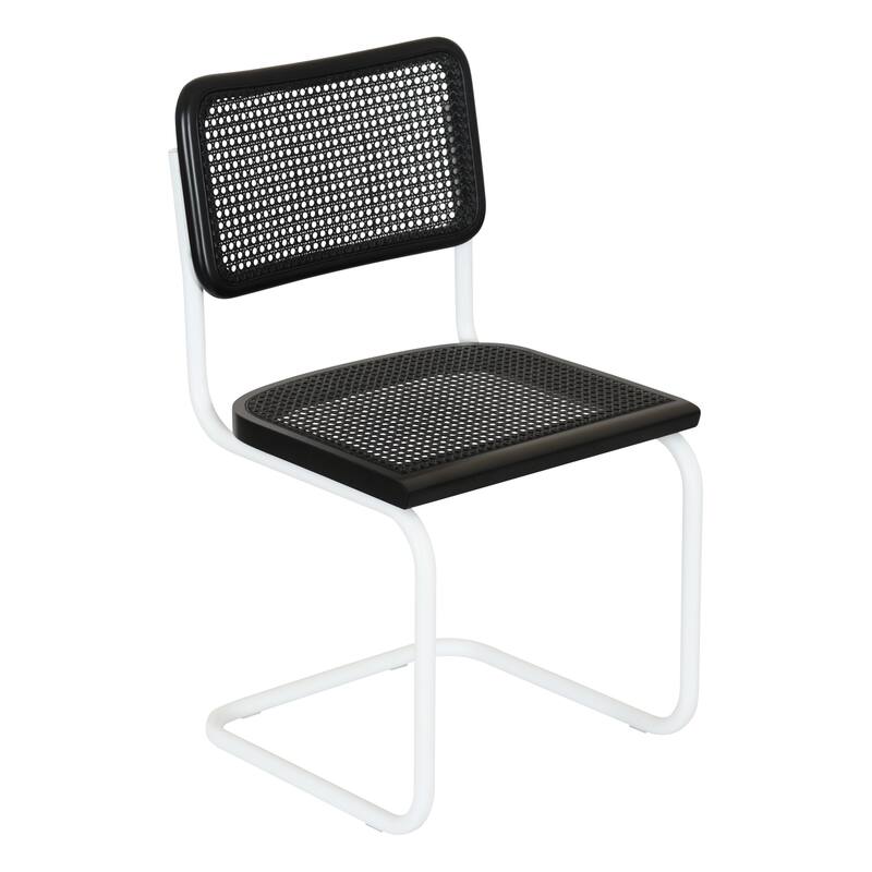Breuer Chair Company Marcel Breuer Cesca Cane Cantilever Side Chair w/ White Steel Frame (Various Wood & Cane Colors) - All-Black