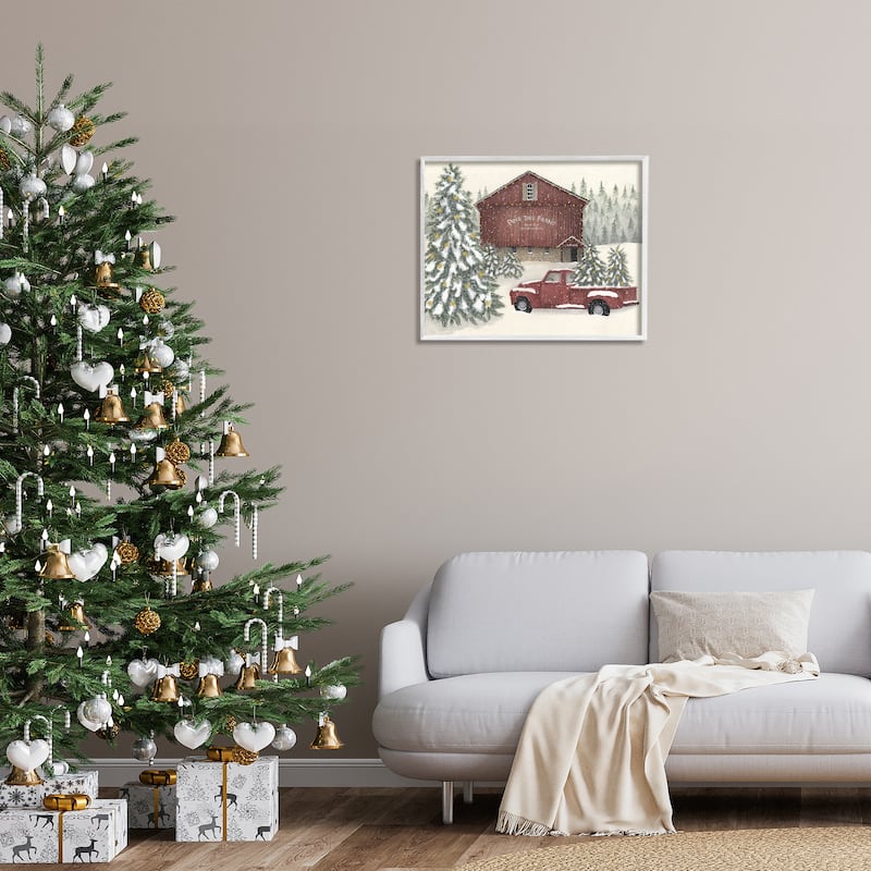 Stupell Winter Pine Tree Farm Framed Giclee Art Design By Linda Spivey