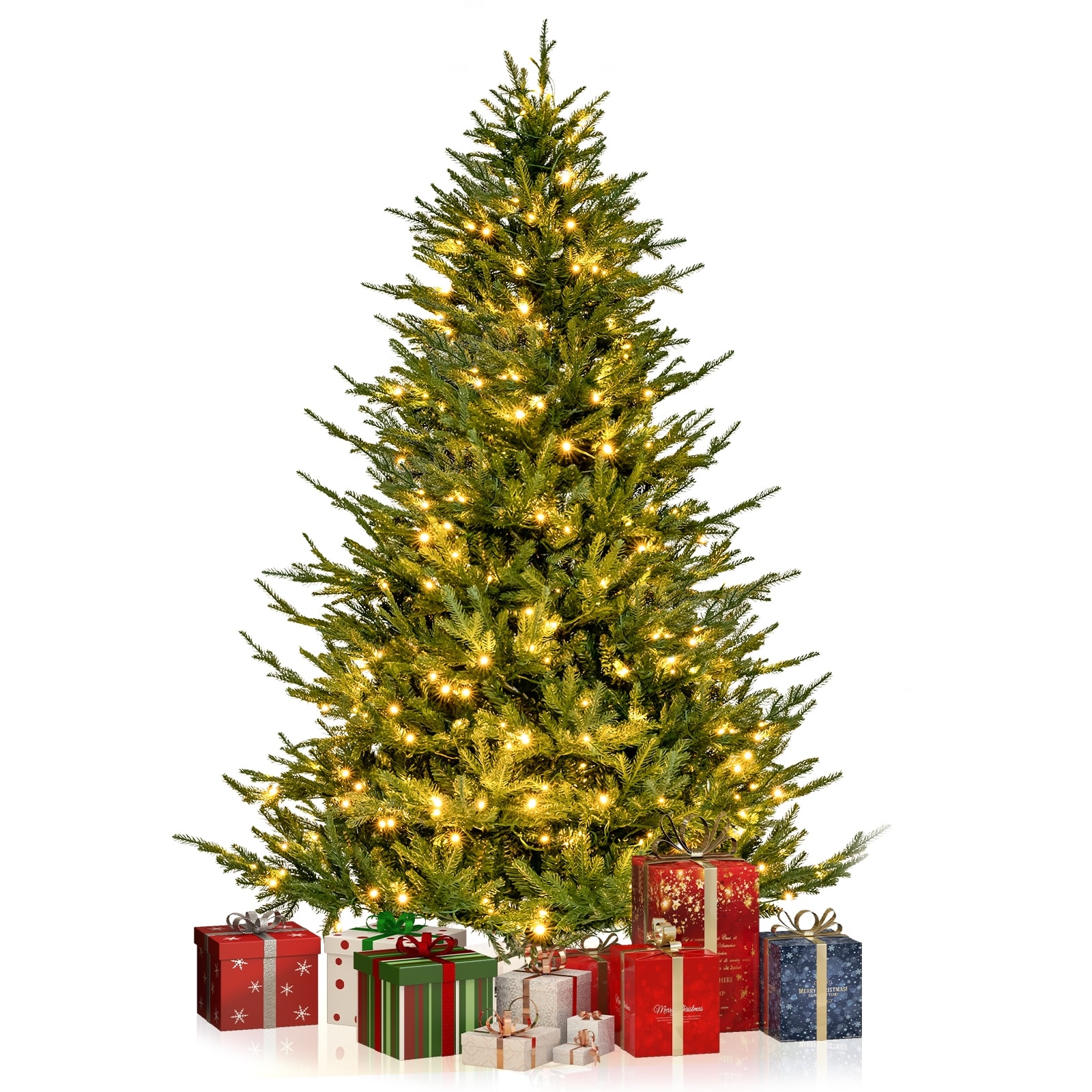 Gymax 6 ft pre-lit artificial Christmas tree artificial hinged