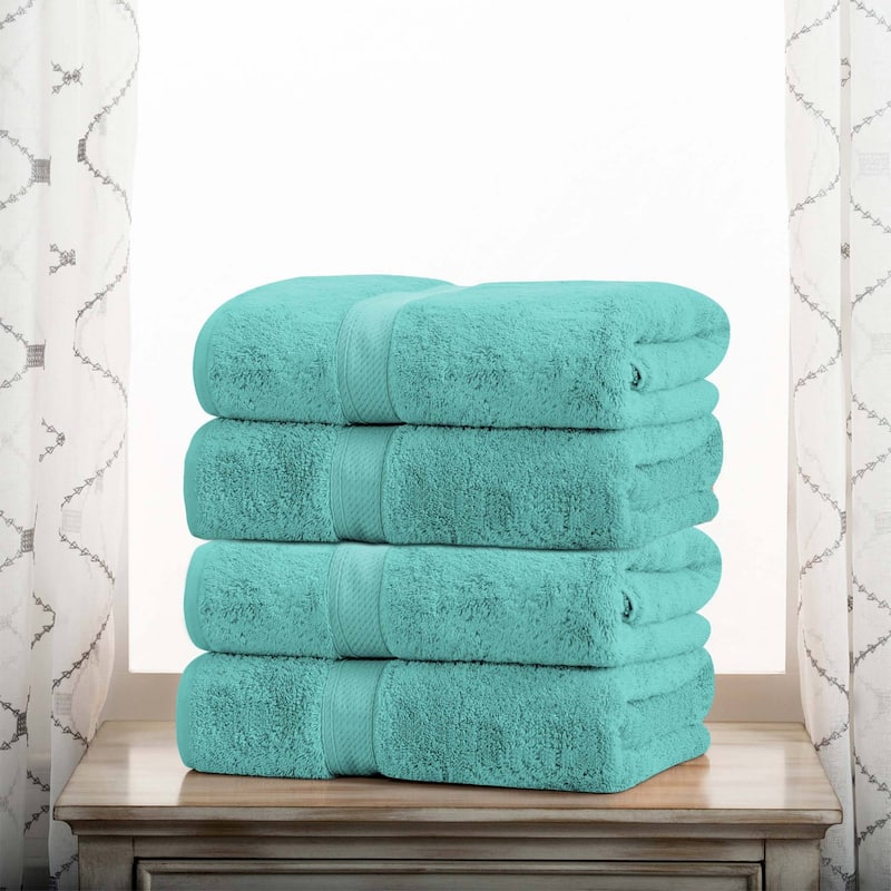 Superior Egyptian Cotton Pile Heavyweight Bath Towel Set of 4 - Turquoise